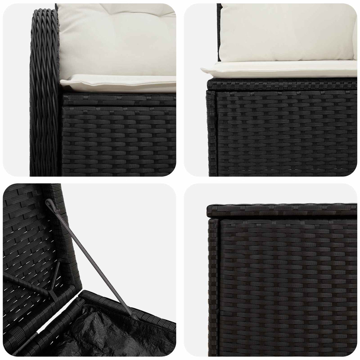 Set sofe 7 kom. Crna i krem-bijela 124 x 62 x 69 cm