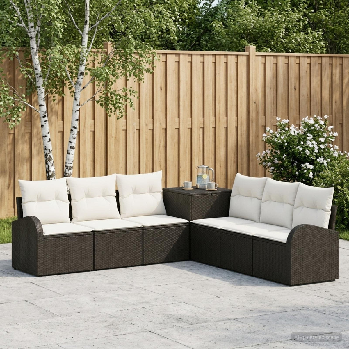 Set sofe 7 kom. Crna i krem-bijela 124 x 62 x 69 cm