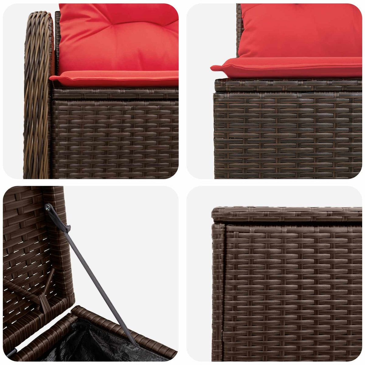 Set sofe 7 kom. Smeđa i crvena 124 x 62 x 69 cm