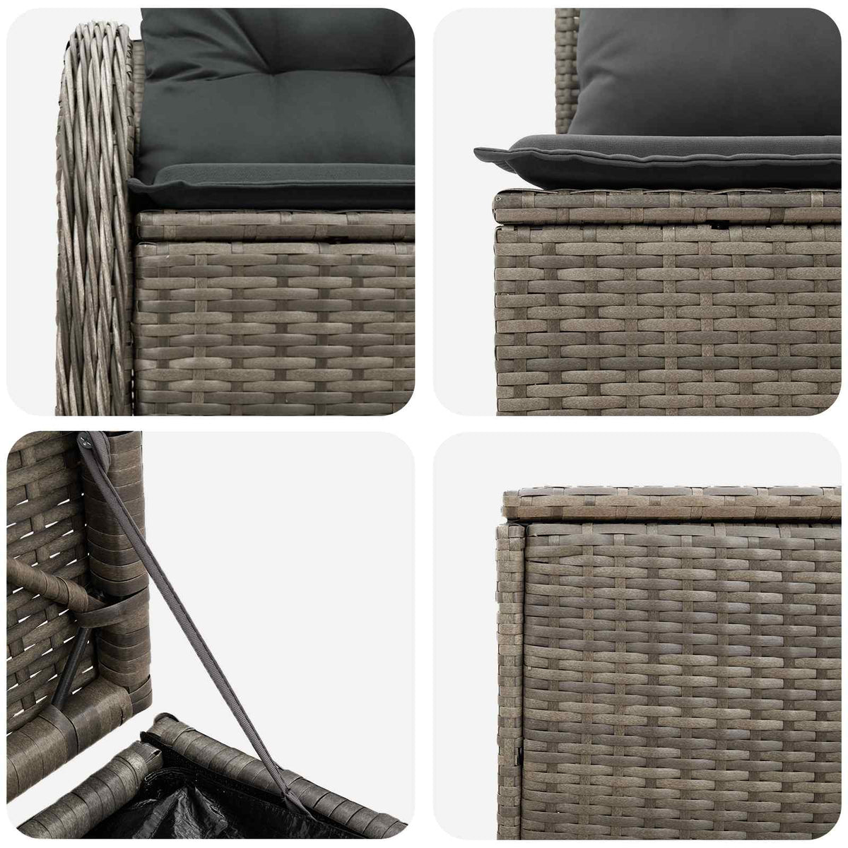 Set sofe 7 kom. Siva i tamno siva 124 x 62 x 69 cm