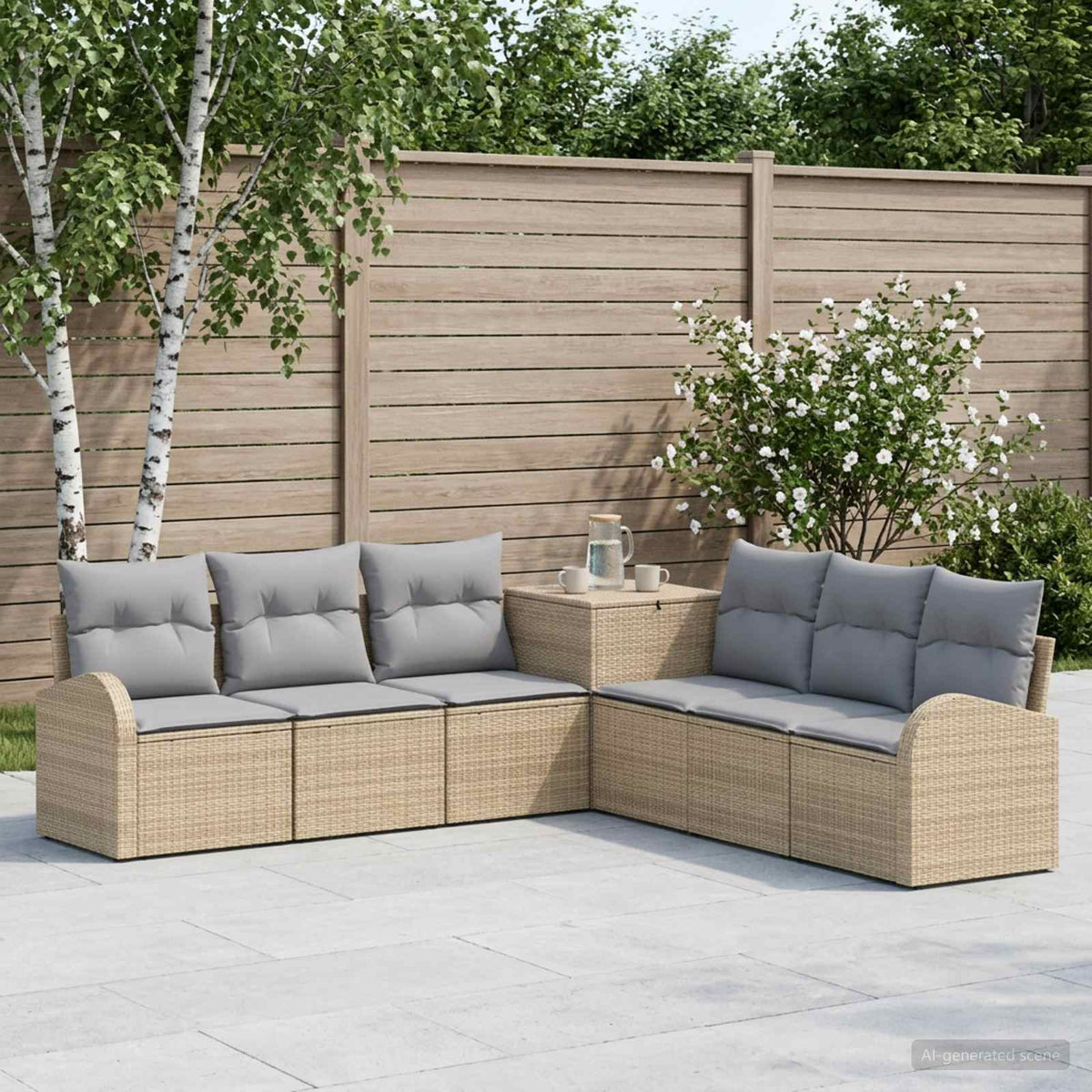 Set sofe 7 kom. Bež i svijetlo siva 124 x 62 x 69 cm