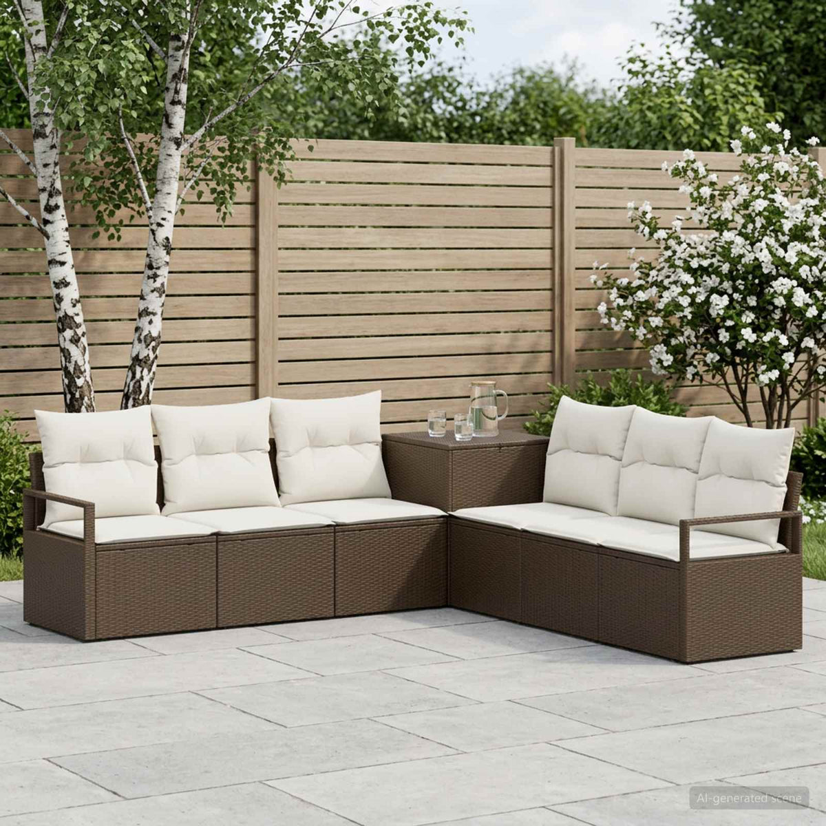Set sofe 7 kom. Smeđa i krem bijela 120 x 62 x 69 cm