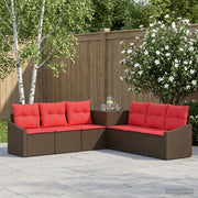 Set sofe 7 kom. Smeđa i crvena 123 x 62 x 69 cm