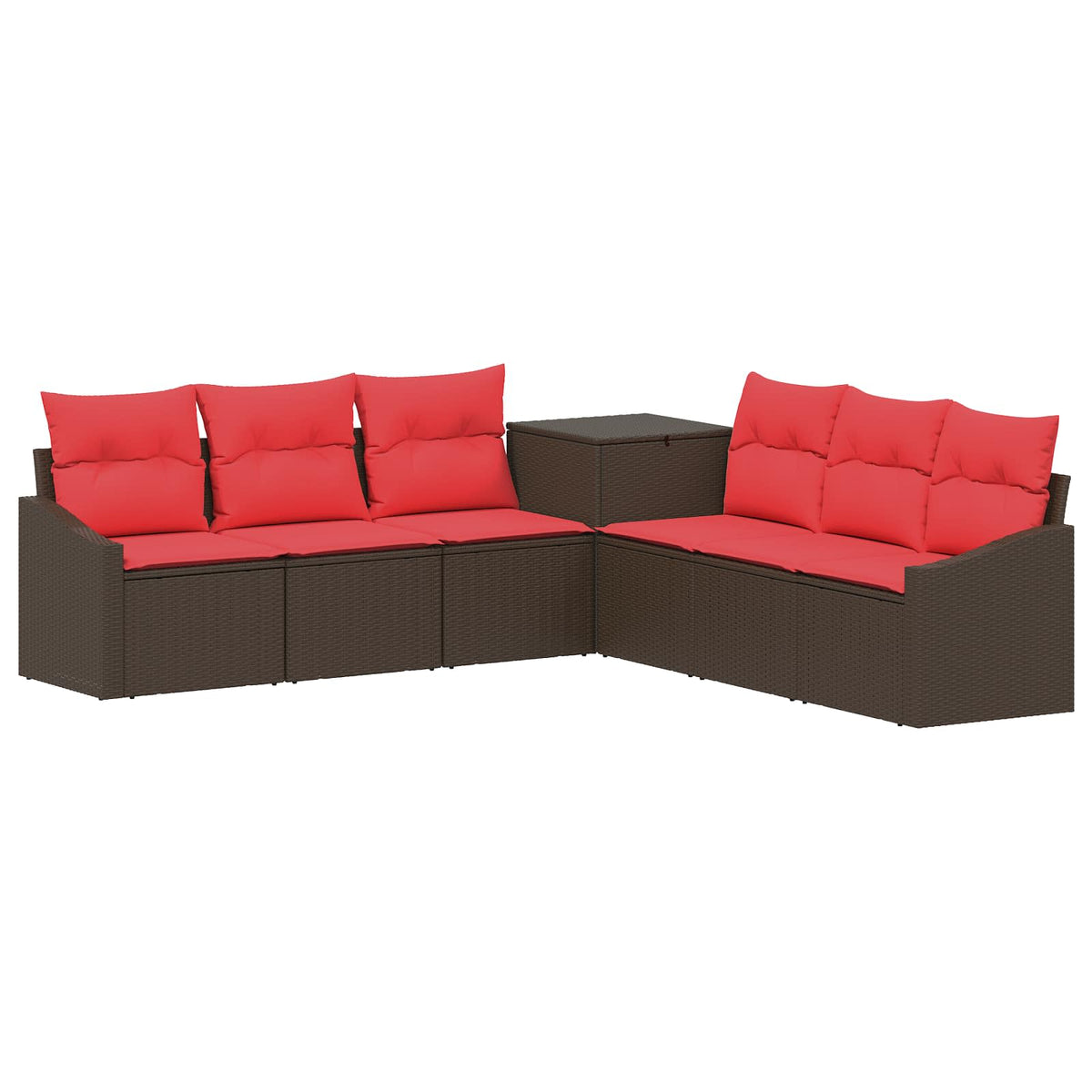 Set sofe 7 kom. Smeđa i crvena 123 x 62 x 69 cm