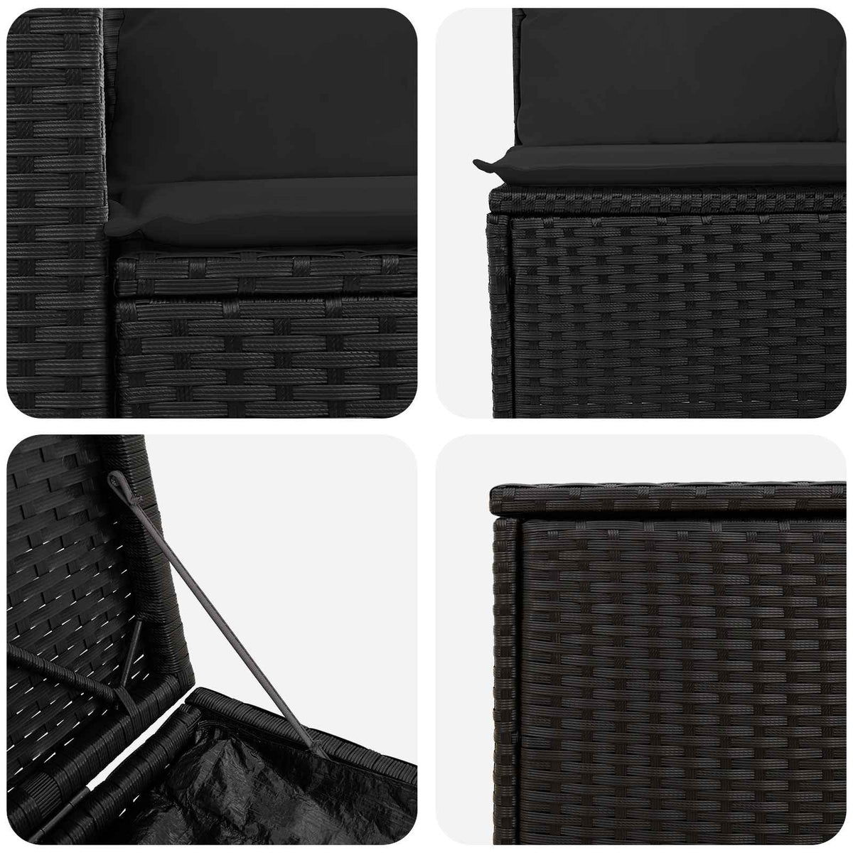 Set sofe 7 kom. Crna 55 x 55 x 69 cm Poli Rattan i čelik 237,5 x 237,5 x 85 cm