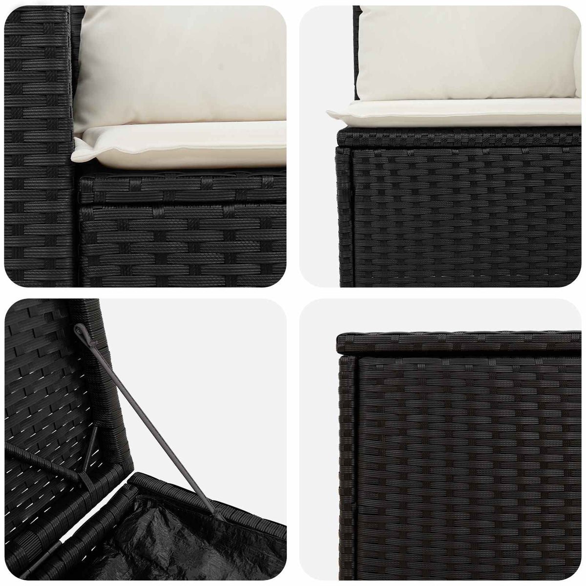 Set sofe 7 kom. Crna i krem-bijela 55 x 55 x 69 cm 237,5 x 237,5 x 85 cm