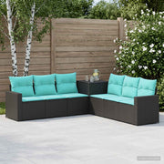 Set sofe 7 kom. Crna i Plava 55 x 55 x 69 cm 237,5 x 237,5 x 85 cm