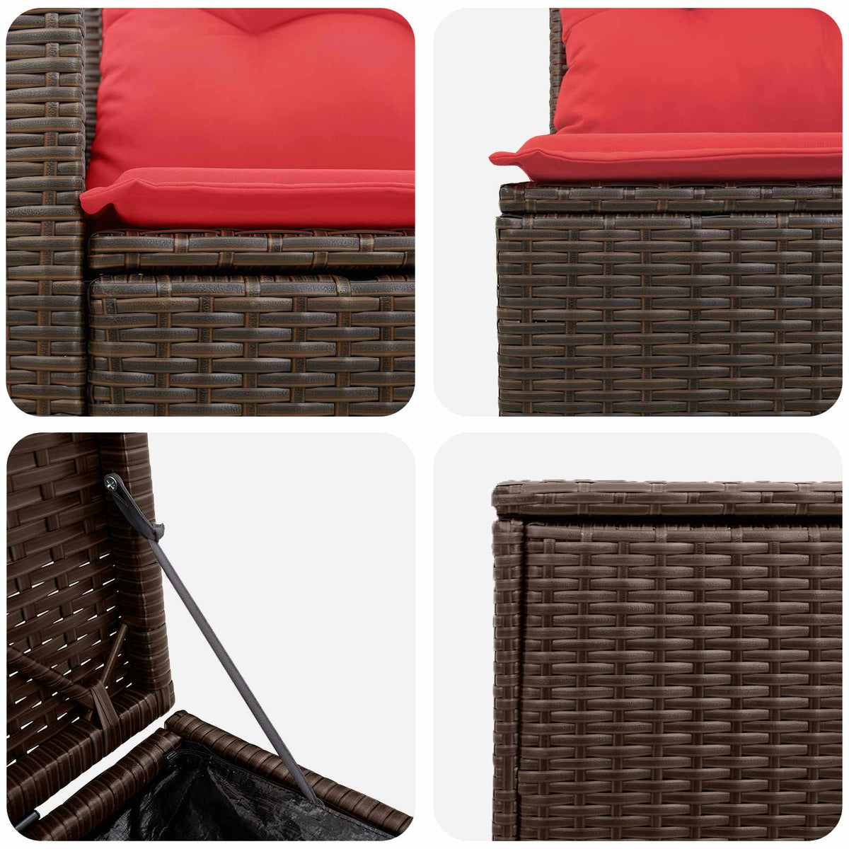Set sofe 7 kom. Smeđa i crvena 55 x 55 x 69 cm 237,5 x 237,5 x 85 cm