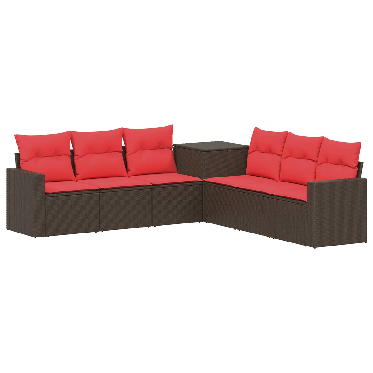 Set sofe 7 kom. Smeđa i crvena 55 x 55 x 69 cm 237,5 x 237,5 x 85 cm