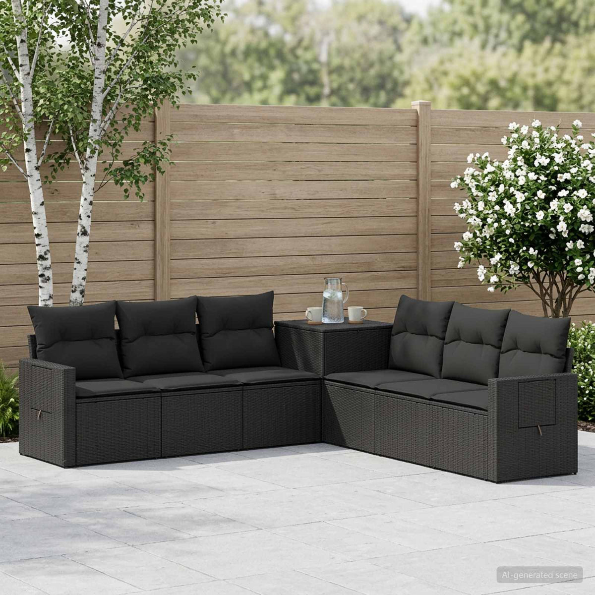 Set sofe 7 kom. Crna 234 x 234 x 85 cm Poli Rattan i čelik