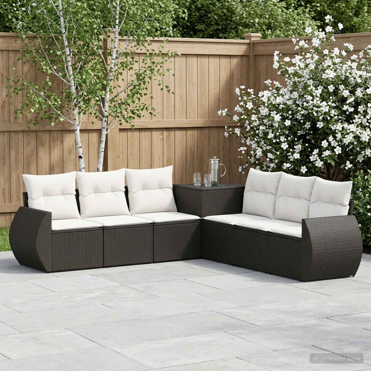 Set sofe 7 kom. Crna i krem-bijela 243 x 243 x 85 cm