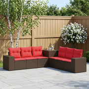 Set sofe 7 kom. Smeđa i crvena 55 x 55 x 69 cm 255 x 255 x 85 cm