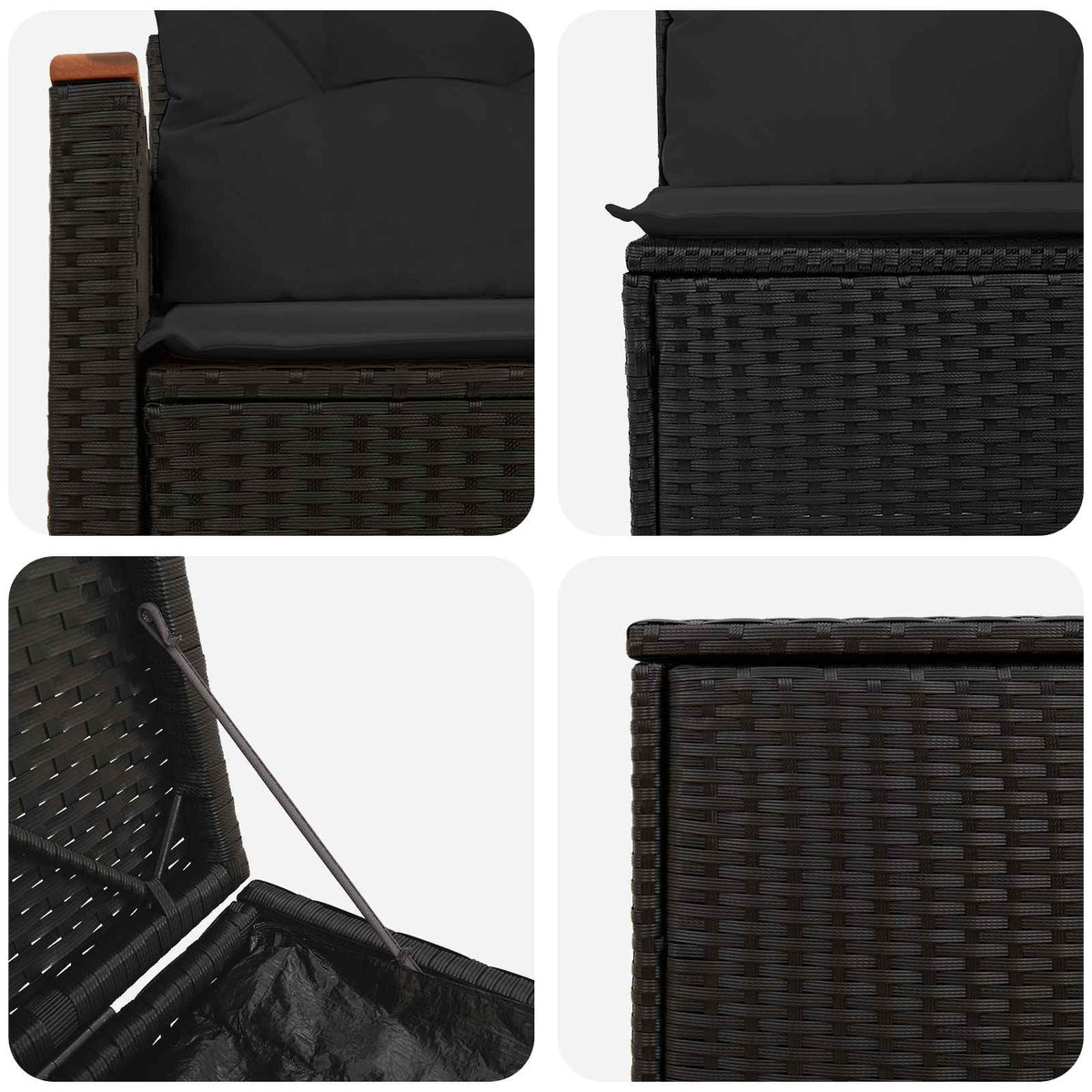 Set sofe 7 kom. Crna 123 x 62 x 69 cm Poli Rattan i čelik