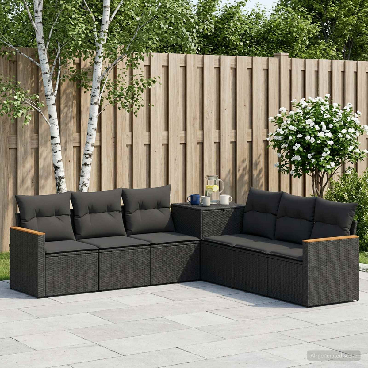 Set sofe 7 kom. Crna 123 x 62 x 69 cm Poli Rattan i čelik