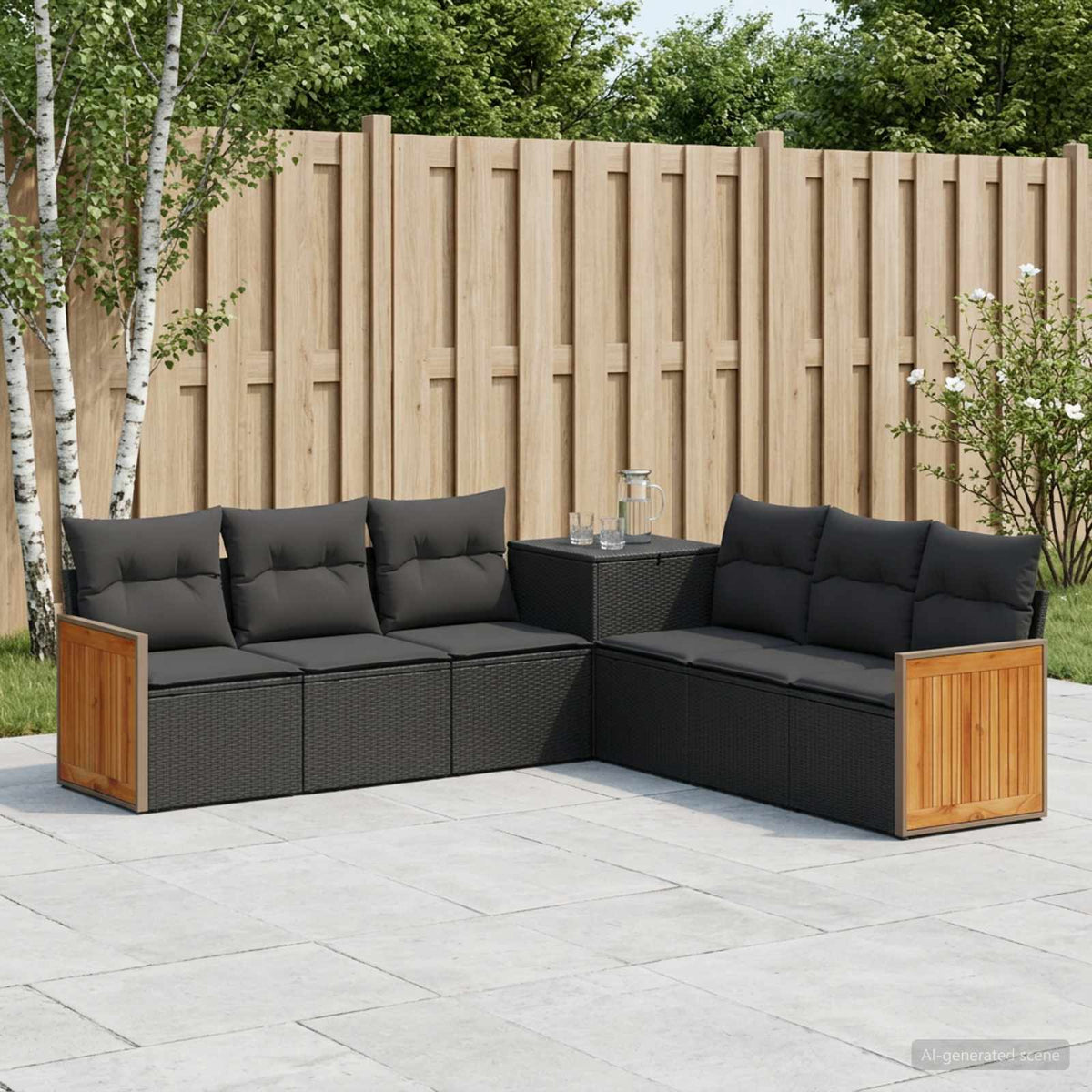 Set sofe 7 kom. Crna 118 x 62 x 69 cm Poli Rattan i čelik