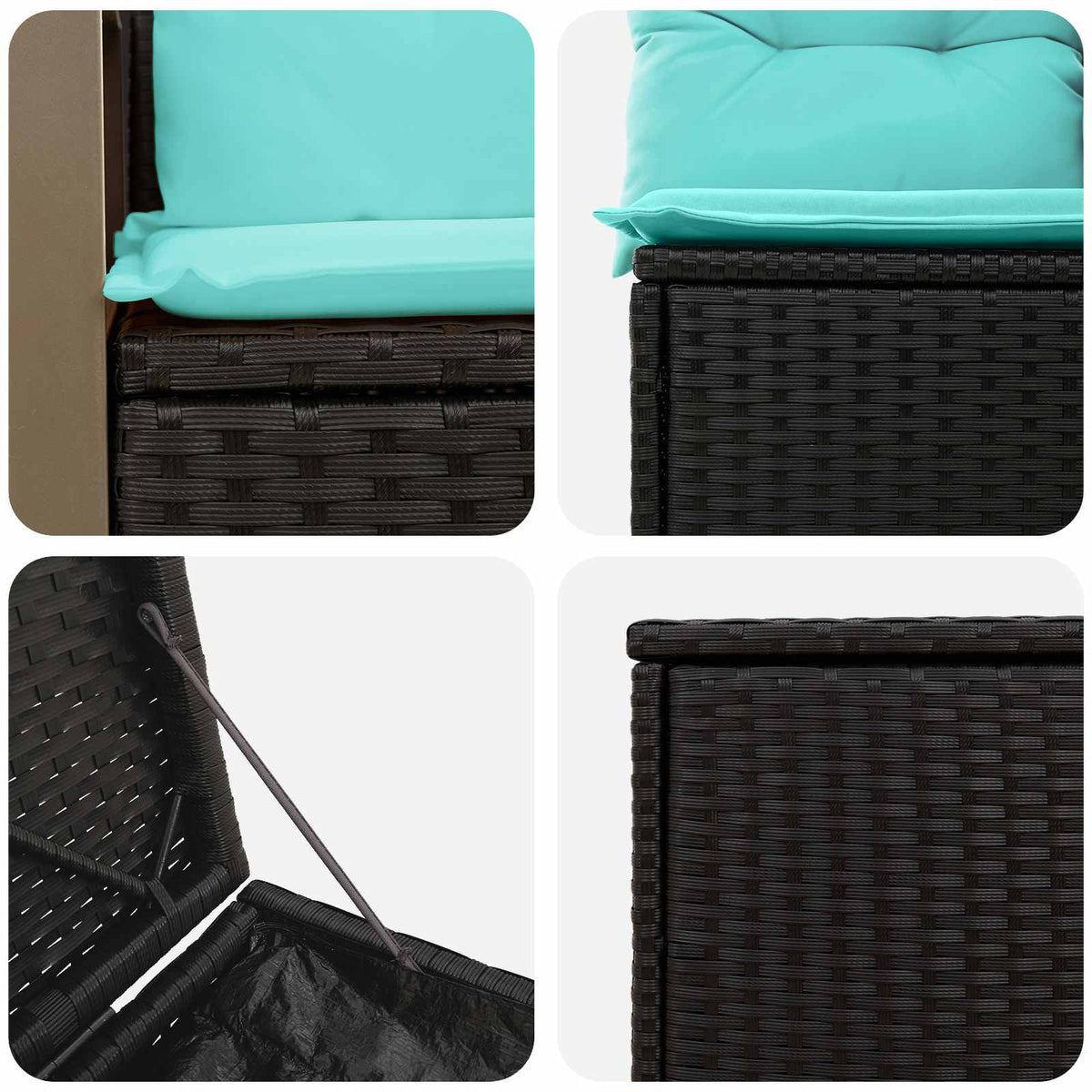 Set sofe 7 kom. Crna i Plava 118 x 62 x 69 cm