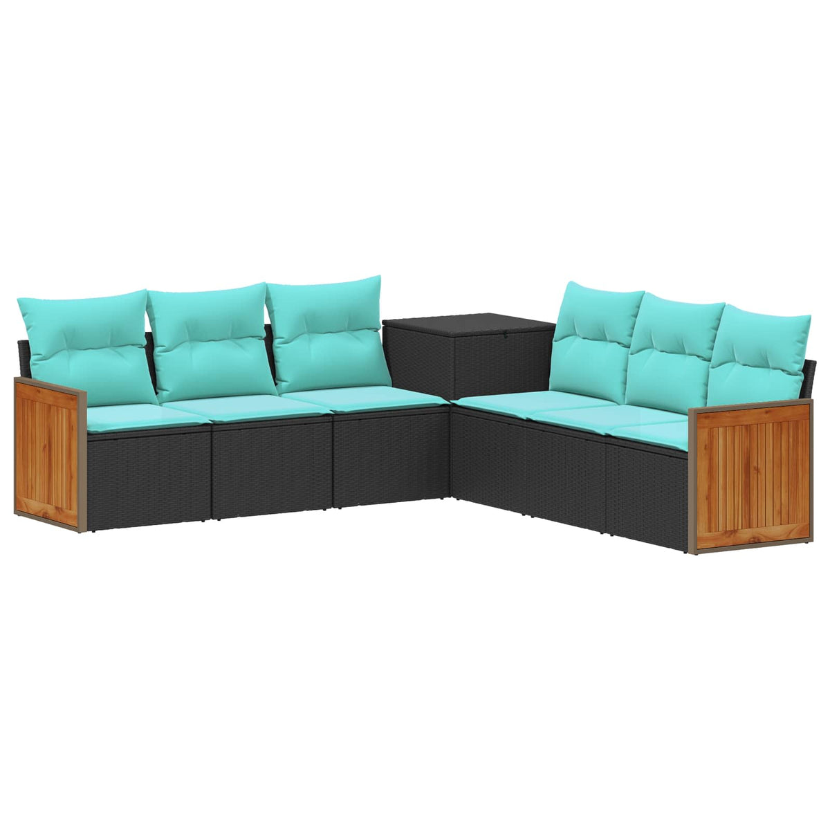 Set sofe 7 kom. Crna i Plava 118 x 62 x 69 cm
