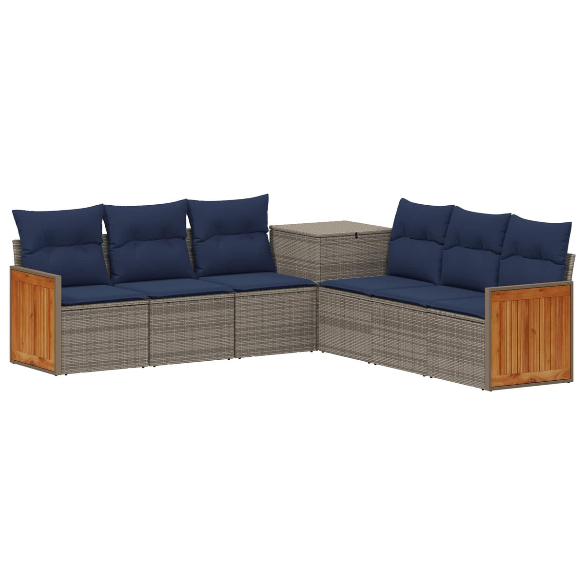 Set sofe 7 kom. Siva i tamnoplava 118 x 62 x 69 cm