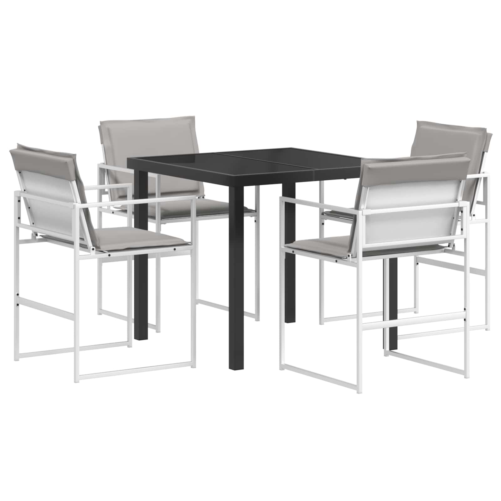 Vrtni set za objed 5 pcs Bijela i svjetlosiva 80 x 80 x 73 cm