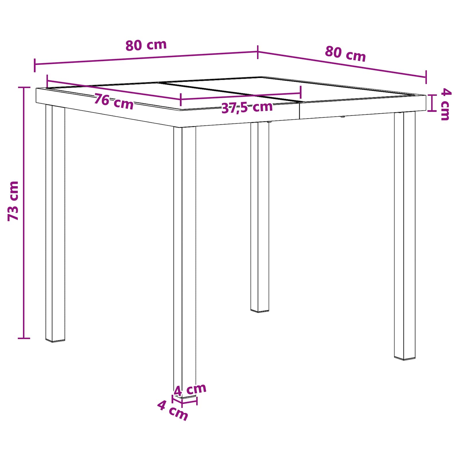 Vrtni set za objed 5 pcs Bijela i antracit 80 x 80 x 73 cm