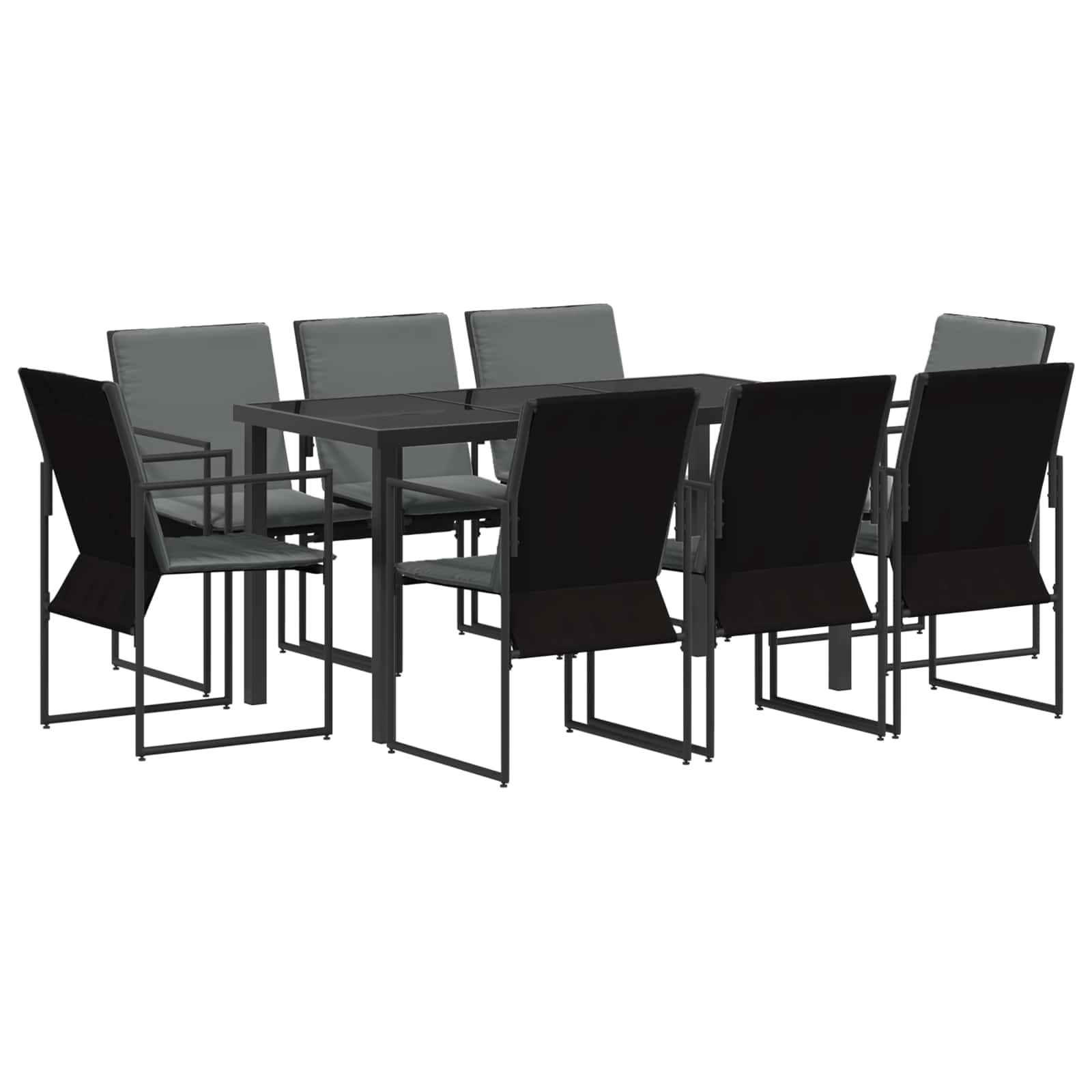 Vrtni set za objed 9 pcs Crna i antracit 160 x 80 x 73 cm
