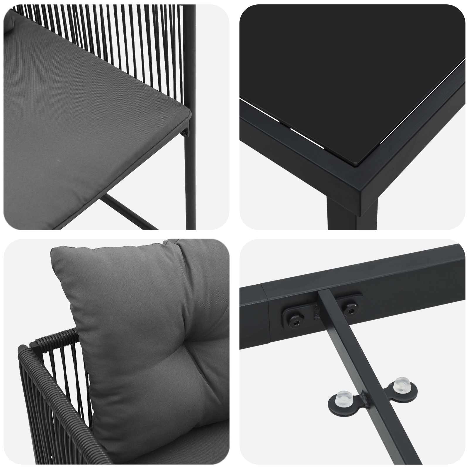 Vrtni set za objed 5 pcs Crna i antracit 80 x 80 x 73 cm
