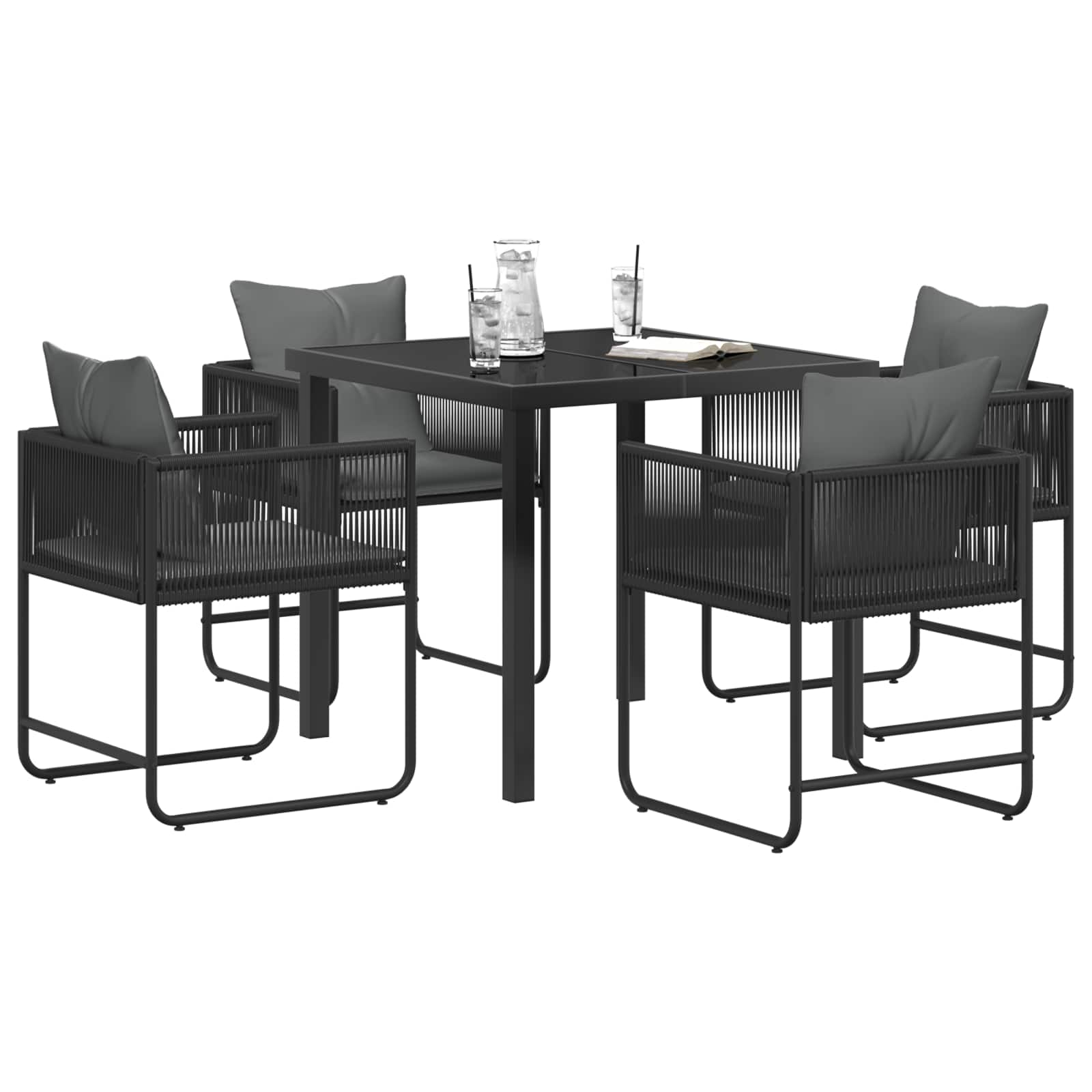 Vrtni set za objed 5 pcs Crna i antracit 80 x 80 x 73 cm