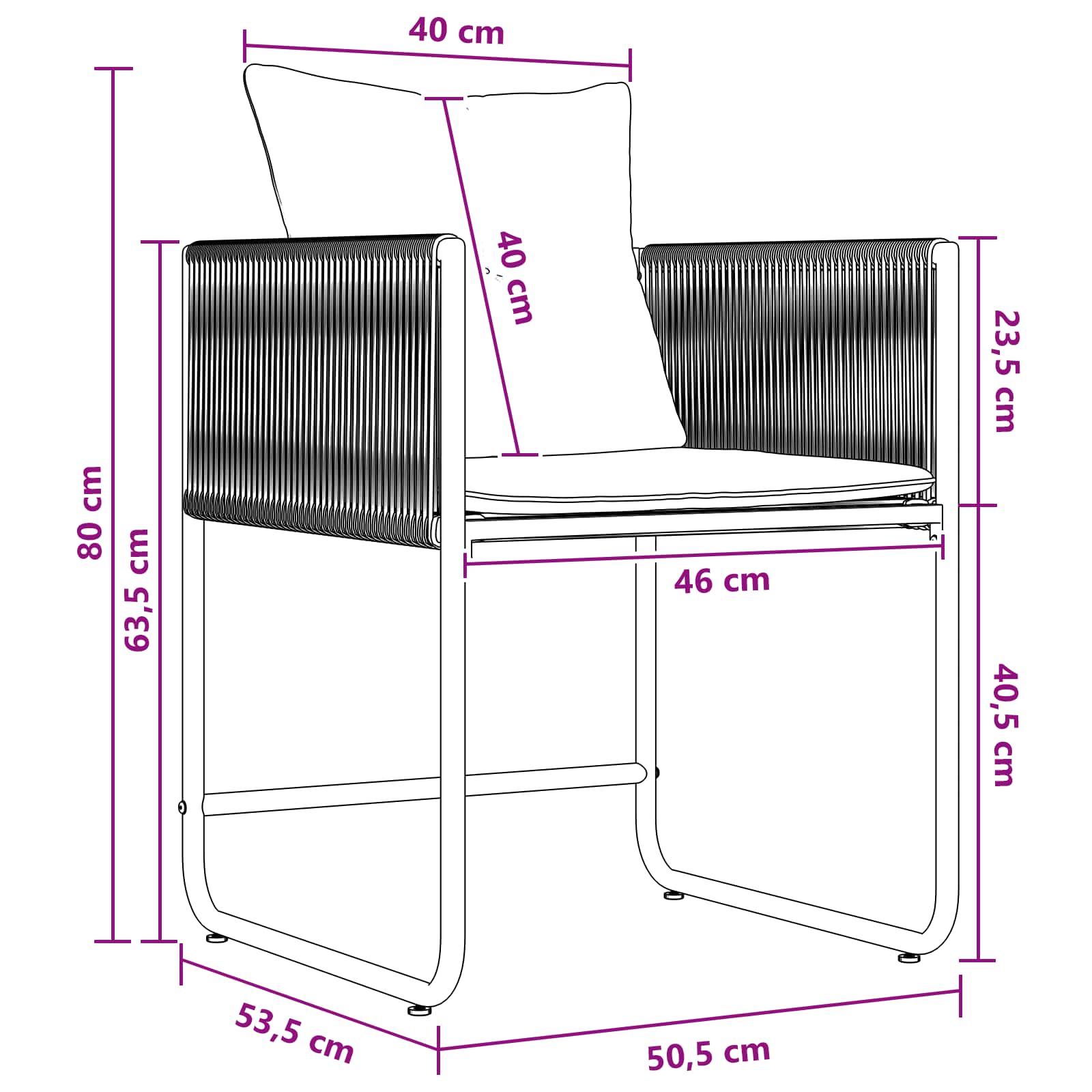 Vrtni set za objed 5 pcs Crna i antracit 80 x 80 x 73 cm