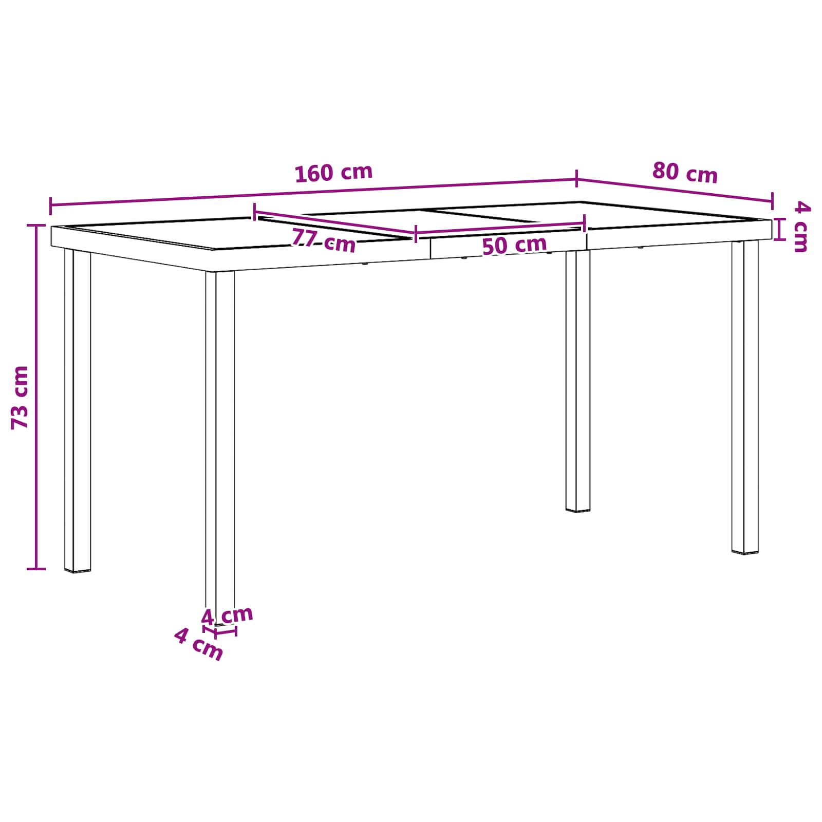 Vrtni set za objed 9 pcs Crna i antracit 160 x 80 x 73 cm