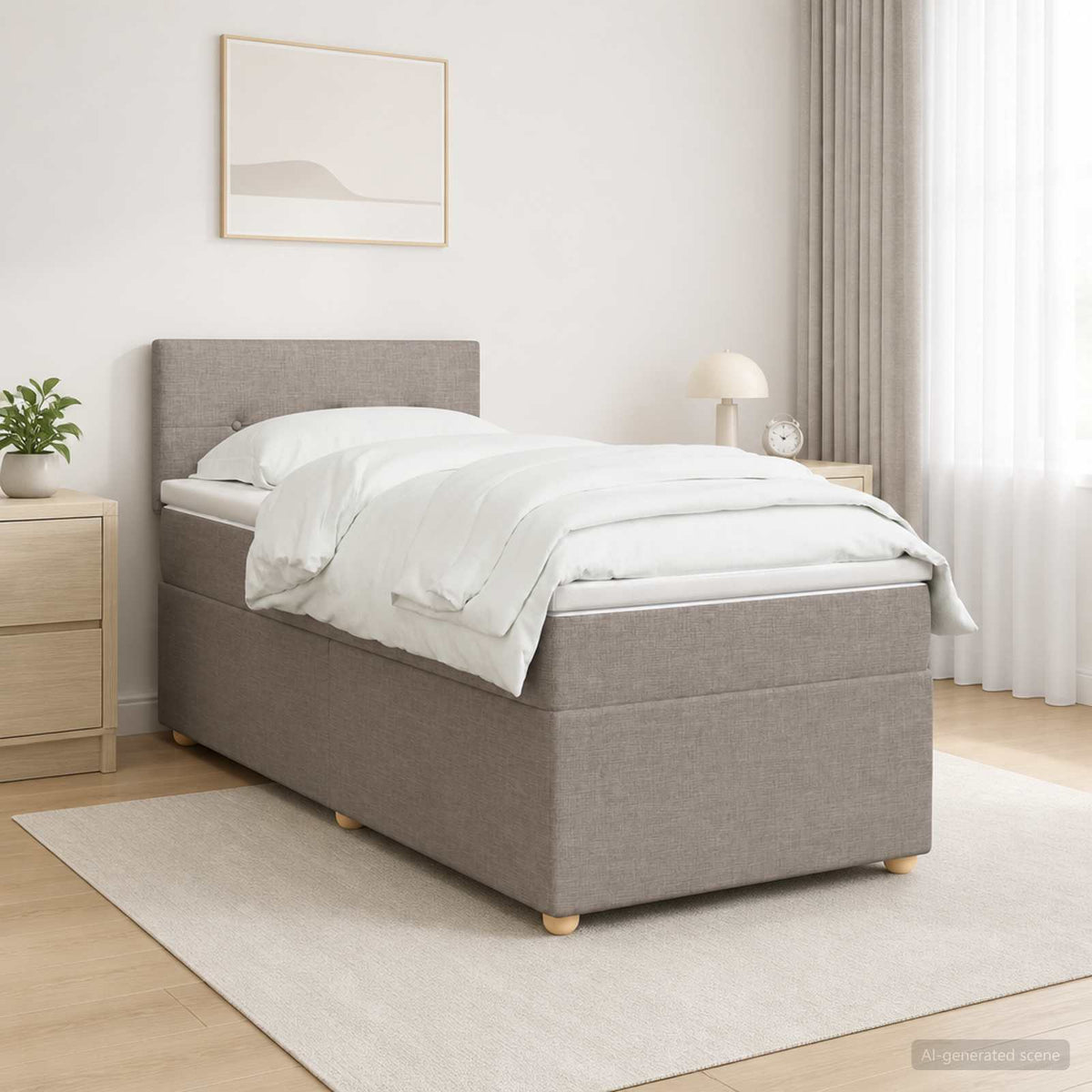 Boxspring krevet s madracem Sivosmeđa 80 x 200 cm Tkanina Smeđesiva 192 x 81 x 88 cm