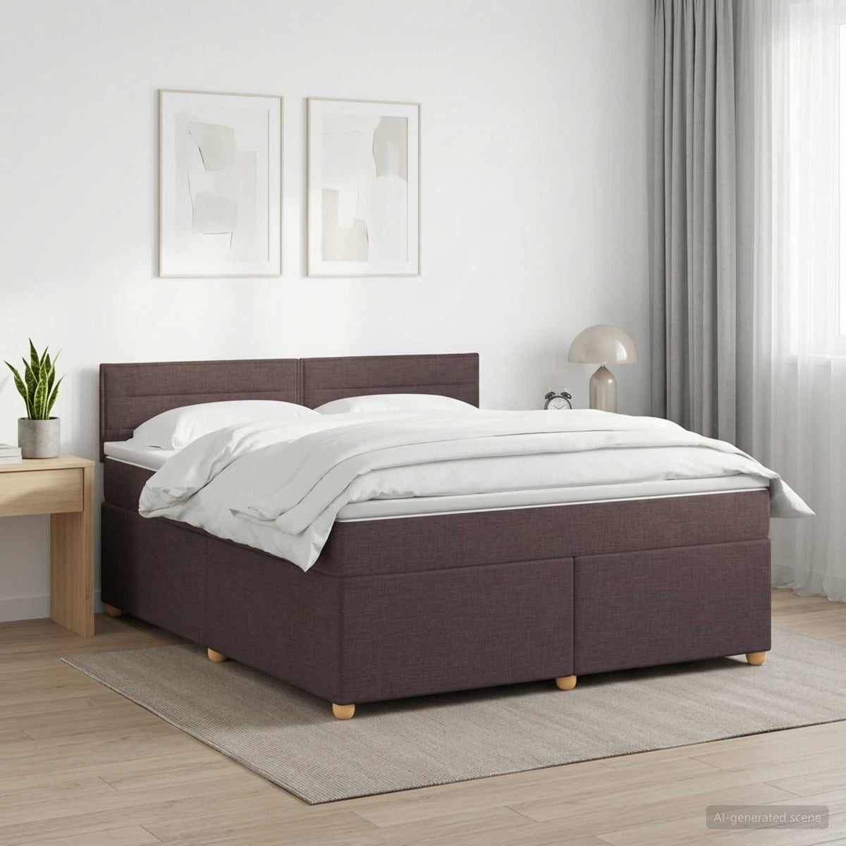 Boxspring krevet s madracem Tamno smeđa 180 x 200 cm Tkanina 202 x 182 x 88 cm