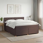 Boxspring krevet s madracem Tamno smeđa 160 x 200 cm Tkanina 202 x 160 x 88 cm