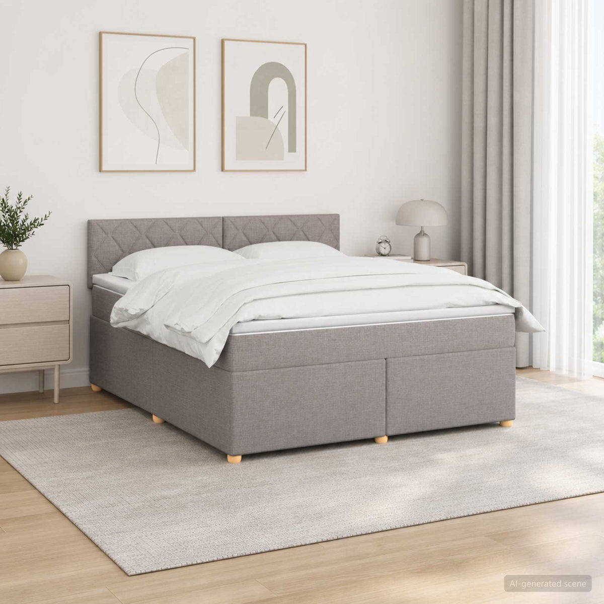 Boxspring krevet s madracem Sivosmeđa 160 x 200 cm Tkanina Smeđesiva 202 x 160 x 88 cm