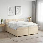 Boxspring krevet s madracem Krem 200 x 200 cm Tkanina 202 x 202 x 88 cm