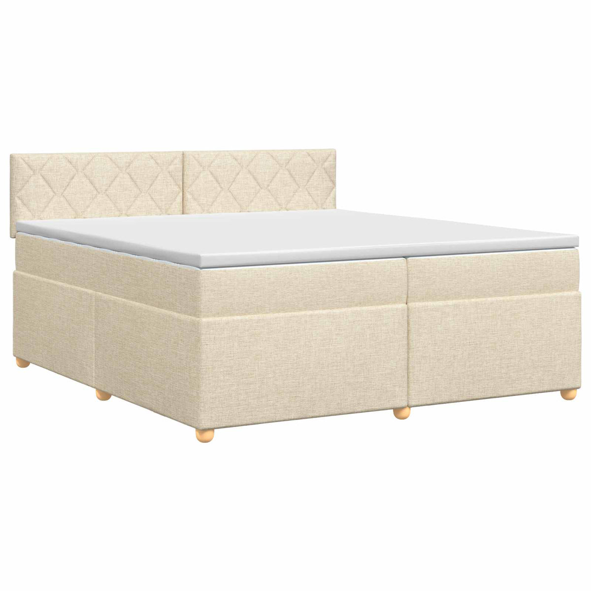 Boxspring krevet s madracem Krem 200 x 200 cm Tkanina 202 x 202 x 88 cm
