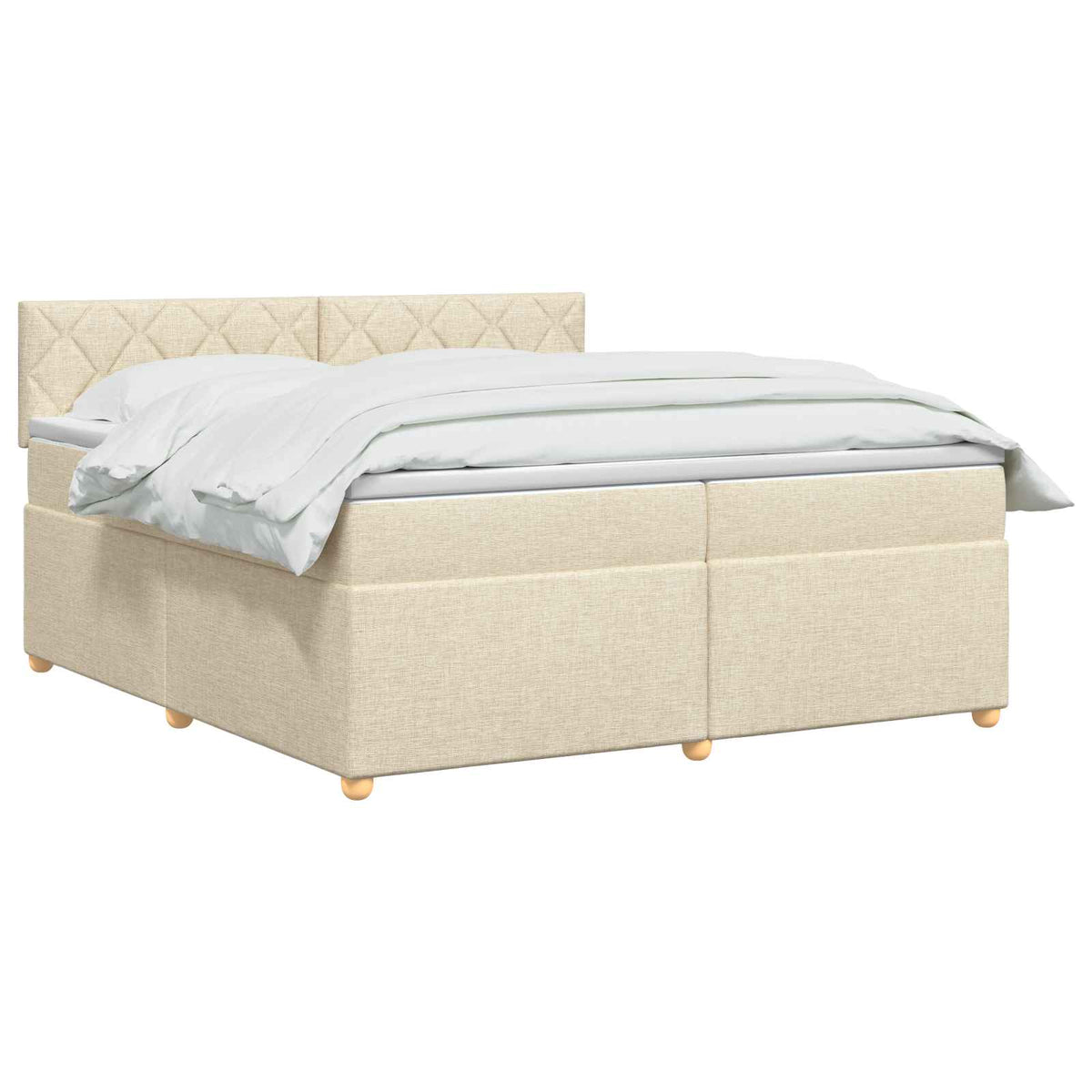 Boxspring krevet s madracem Krem 200 x 200 cm Tkanina 202 x 202 x 88 cm