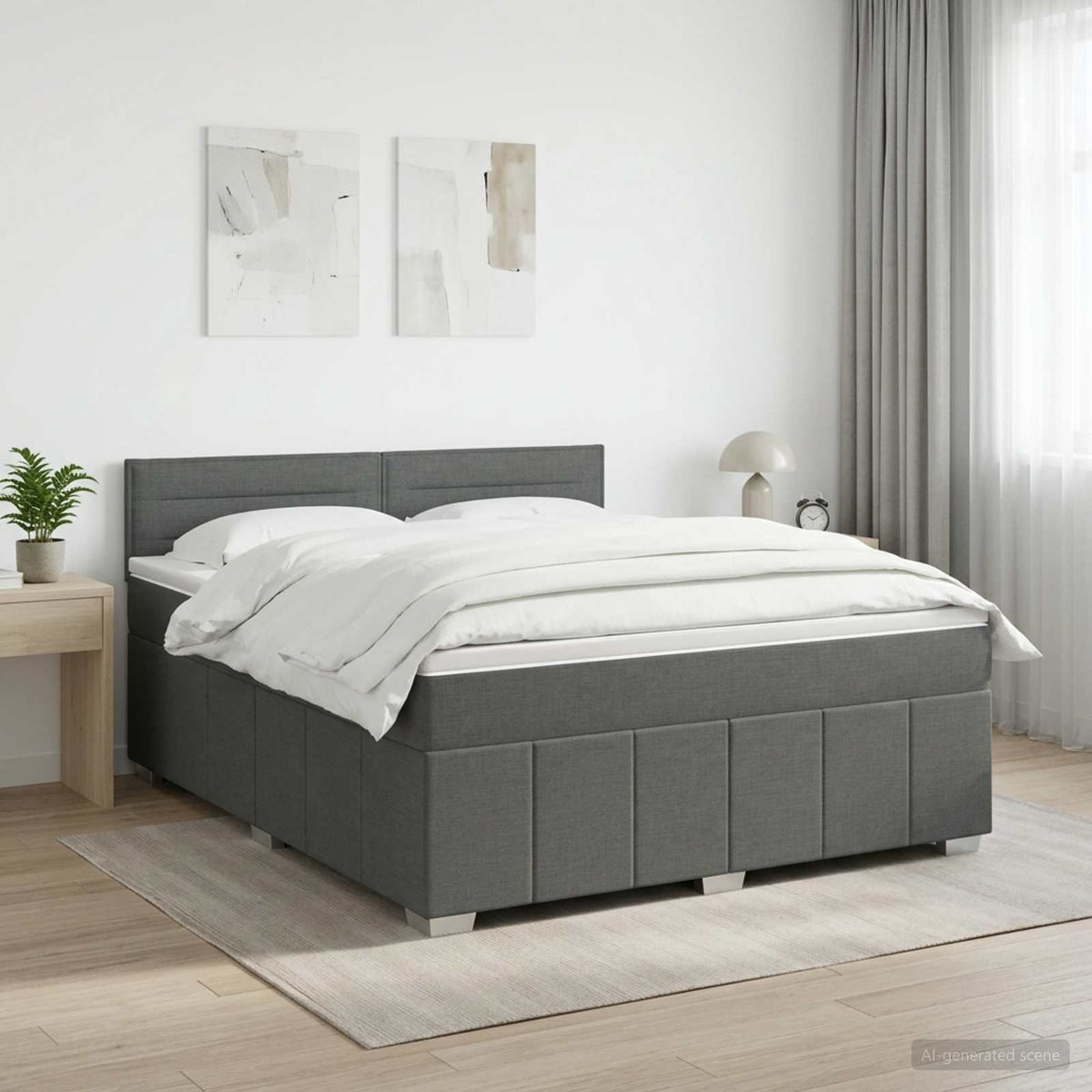Boxspring krevet s madracem Tamnosiva 160 x 200 cm Tkanina 203 x 164 x 88 cm