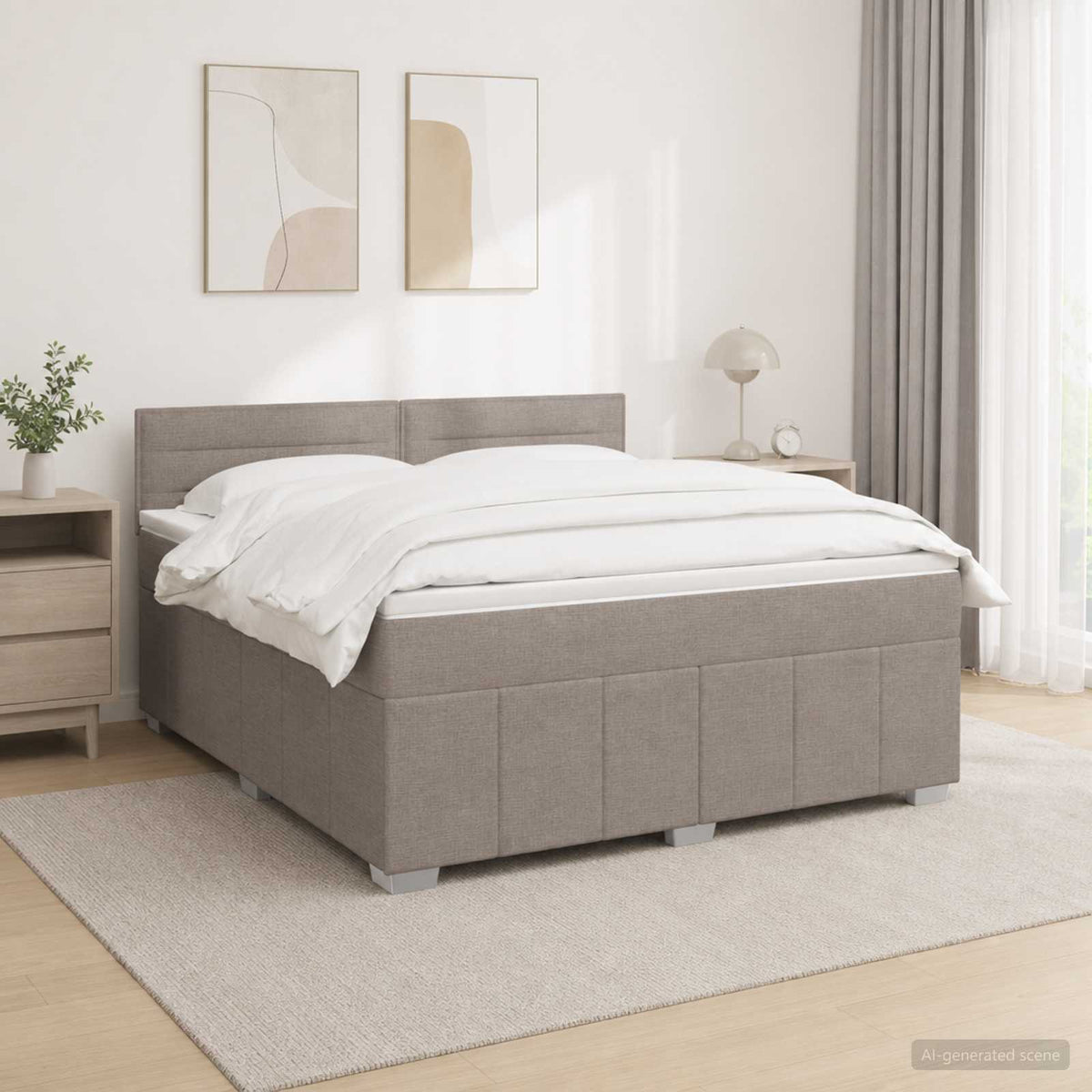 Boxspring krevet s madracem Sivosmeđa 180 x 200 cm Tkanina Tupe 202 x 183.5 x 88 cm