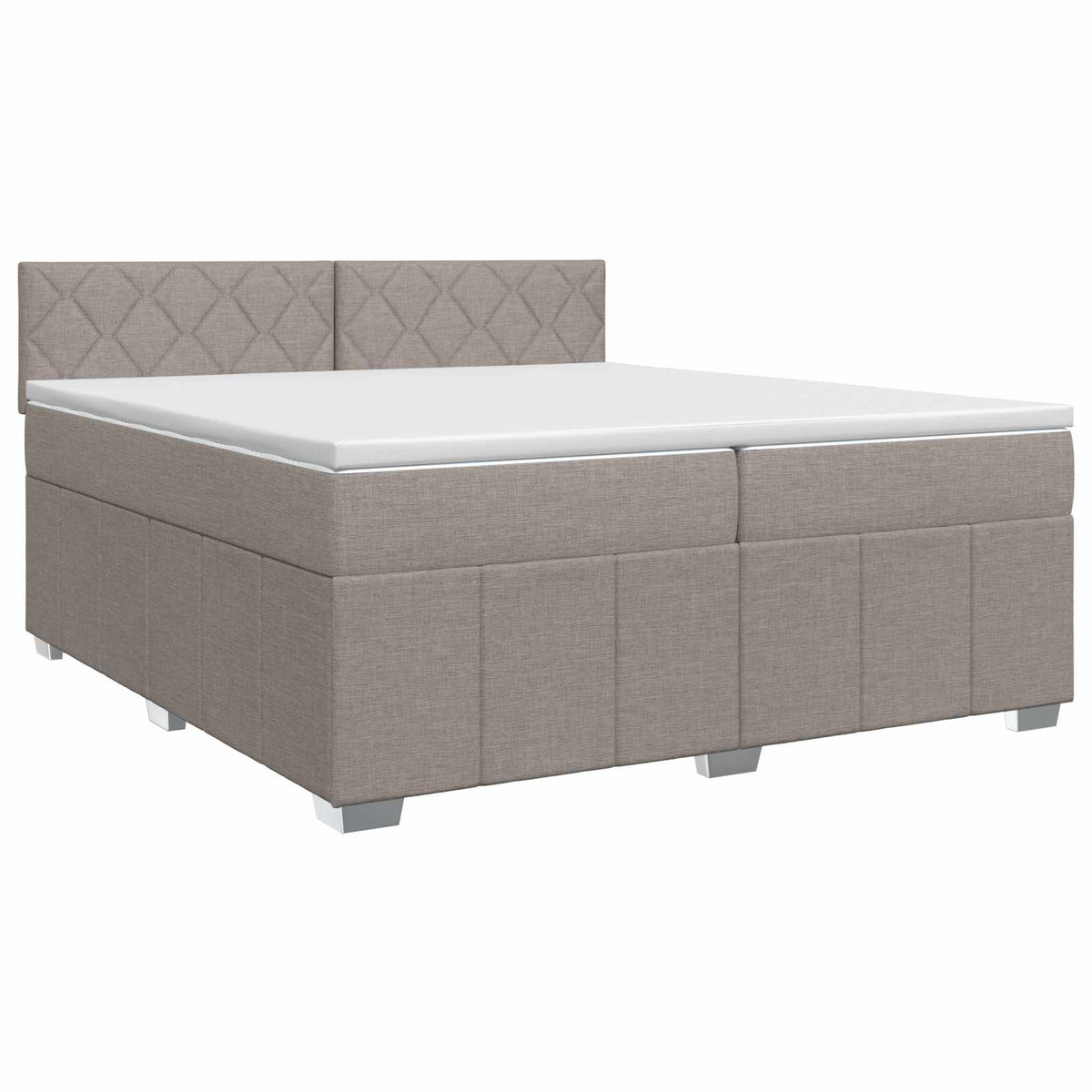 Boxspring krevet s madracem Sivosmeđa 200 x 200 cm Tkanina Smeđesiva 200 x 200 x 88 cm
