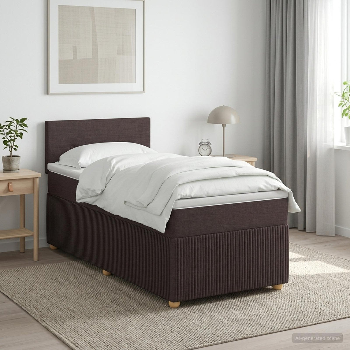 Boxspring krevet s madracem Tamno smeđa 90 x 200 cm Tkanina 200 x 90 x 100.5 cm