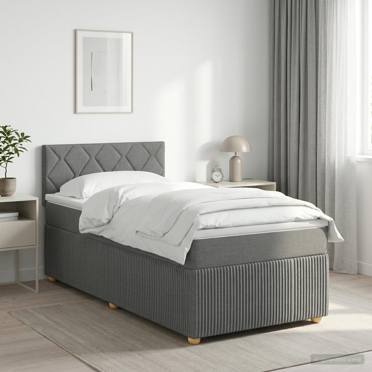 Boxspring krevet s madracem Tamnosiva 80 x 200 cm Tkanina 200 x 80 x 100.5 cm