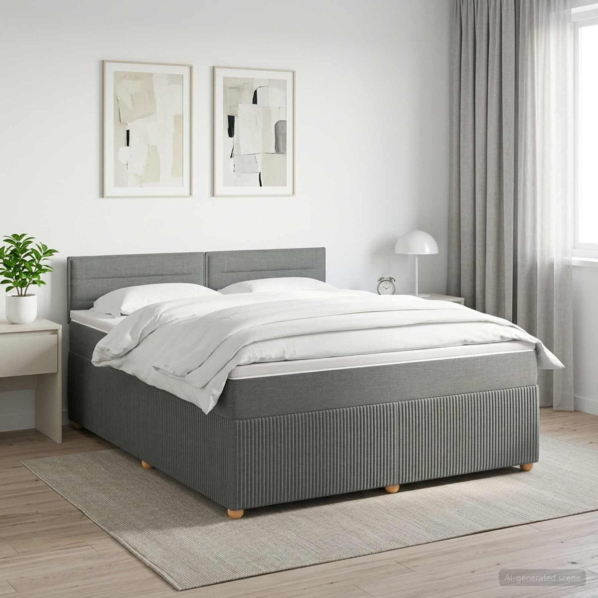 Boxspring krevet s madracem Tamnosiva 160 x 200 cm Tkanina 200 x 160 x 100.5 cm
