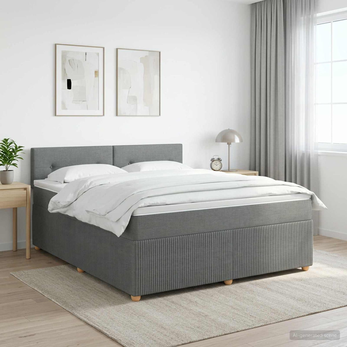 Boxspring krevet s madracem Tamnosiva 160 x 200 cm Tkanina 200 x 160 x 100.5 cm