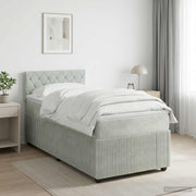 Boxspring krevet s madracem Svjetlosiva 90 x 200 cm Baršun Zelena