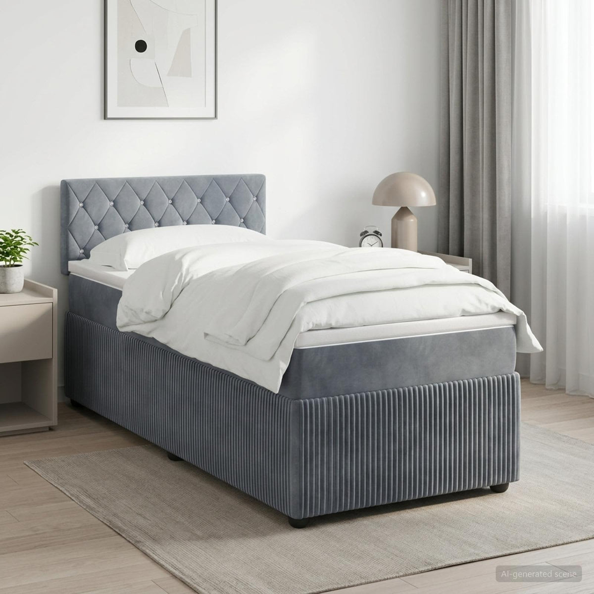 Boxspring krevet s madracem Tamnosiva 100 x 200 cm Baršun Plava