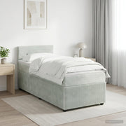 Boxspring krevet s madracem Svjetlosiva 90 x 190 cm Baršun Zelena
