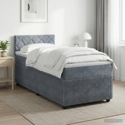 Boxspring krevet s madracem Tamnosiva 100 x 200 cm Baršun Plava 200 x 100 x 88 cm