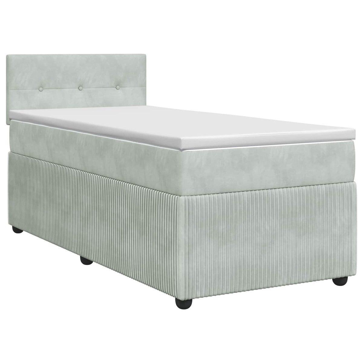 Boxspring krevet s madracem Svjetlosiva 90 x 200 cm Baršun Zelena