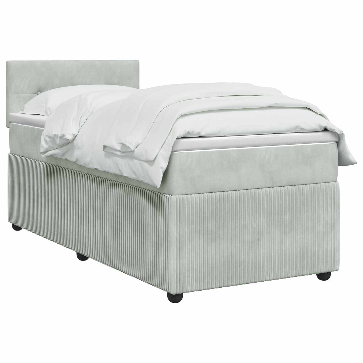 Boxspring krevet s madracem Svjetlosiva 90 x 200 cm Baršun Zelena