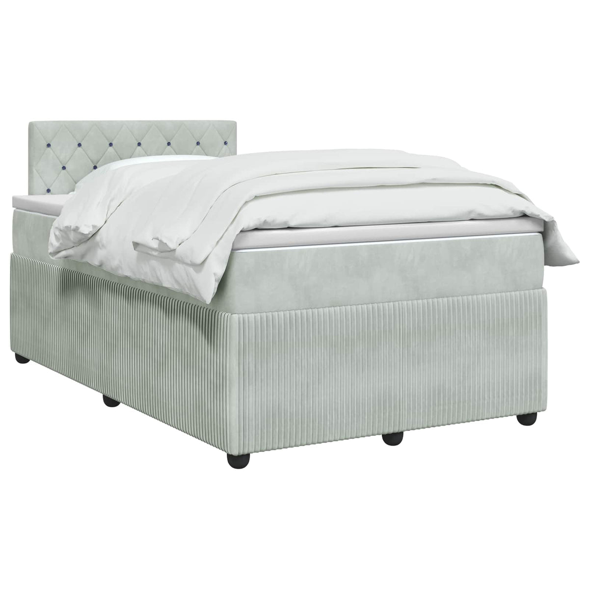 Boxspring krevet s madracem Svjetlosiva 120 x 200 cm Baršun Zelena